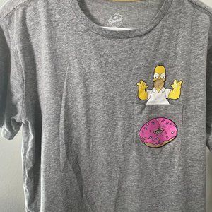 The Simpsons T-Shirt Homer & Donut Pocket Shirt, Grey - S